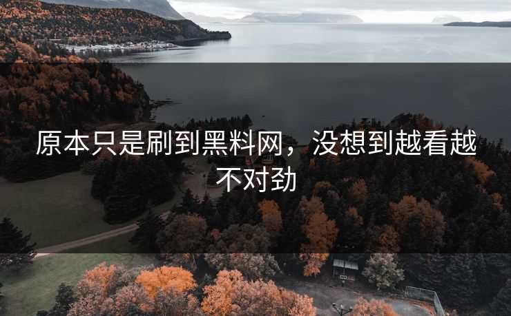 原本只是刷到黑料网，没想到越看越不对劲  第1张