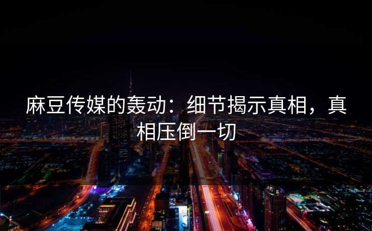 麻豆传媒的轰动：细节揭示真相，真相压倒一切  第1张