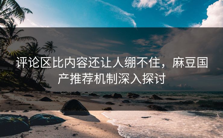 评论区比内容还让人绷不住，麻豆国产推荐机制深入探讨  第1张